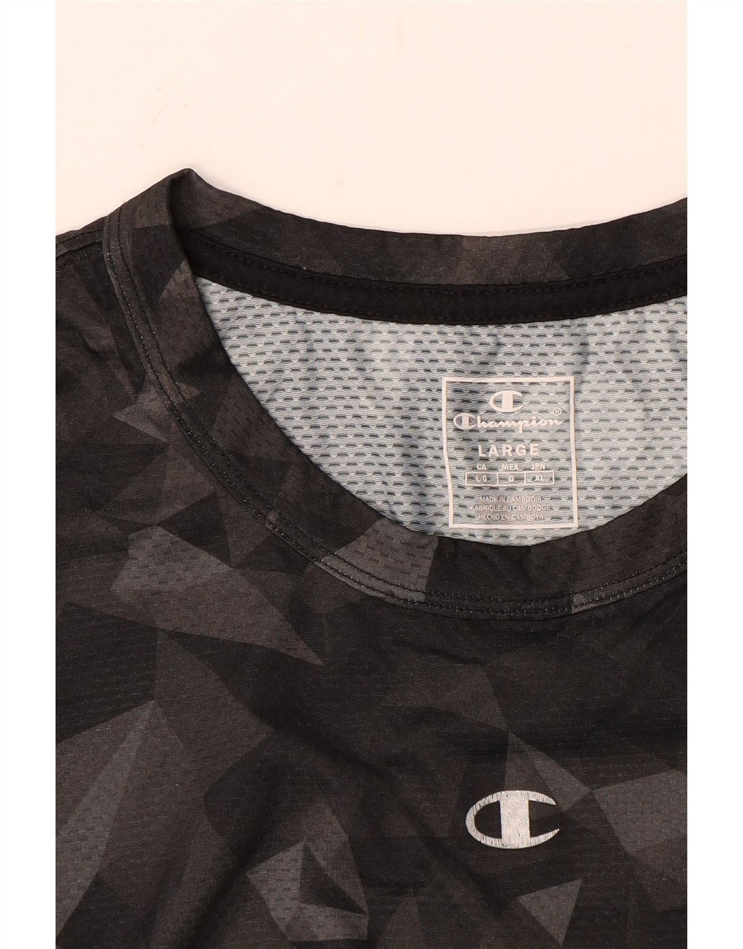 Champion Herre T-Shirt Top Stor Sort Geometrisk