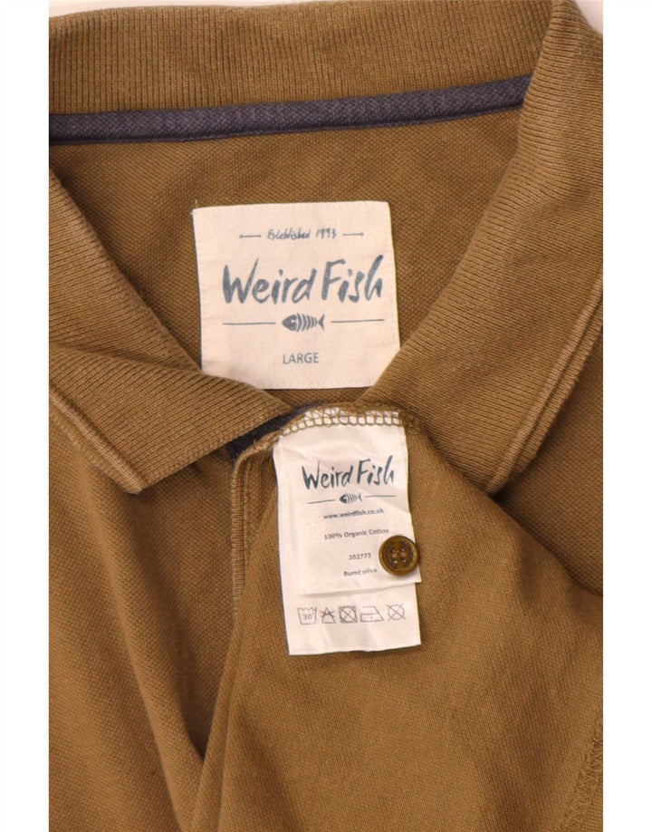 Weird Fish Herre Polo Shirt Stor Khaki Bomuld