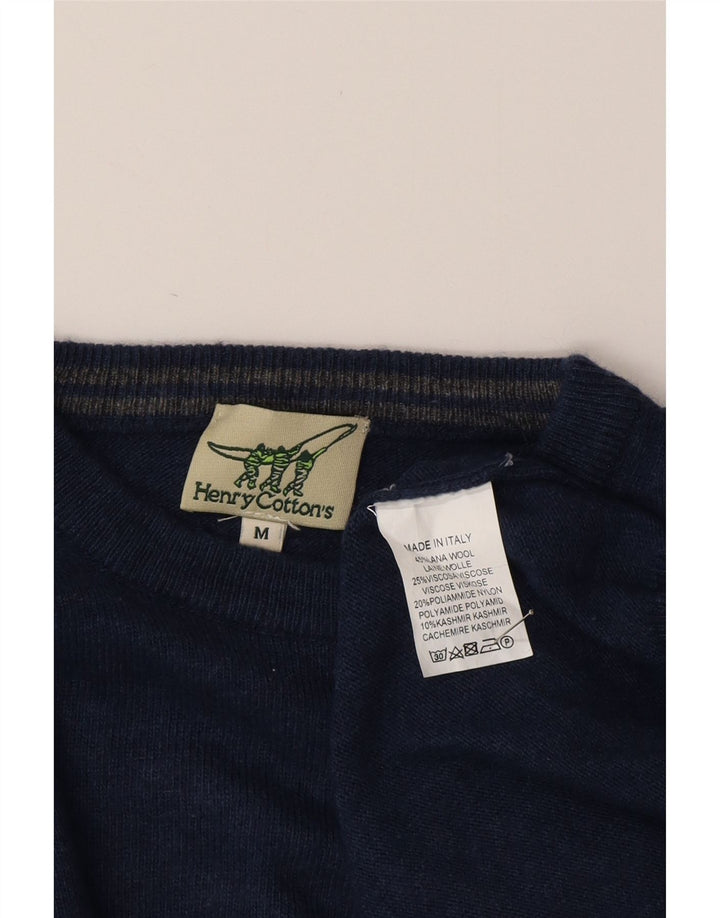 HENRY COTTONS Sweater med rund hals til mænd mellem marineblå uld