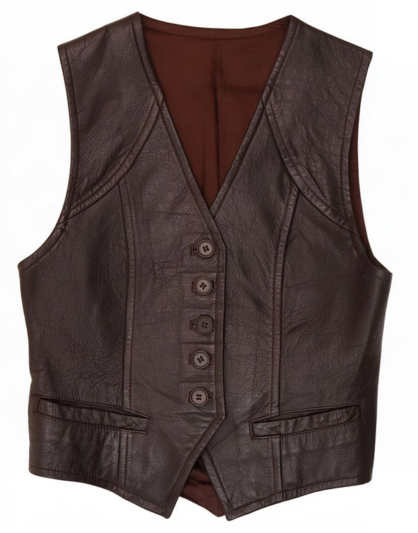 Vintage dame lædervest IT 44 Medium Brun