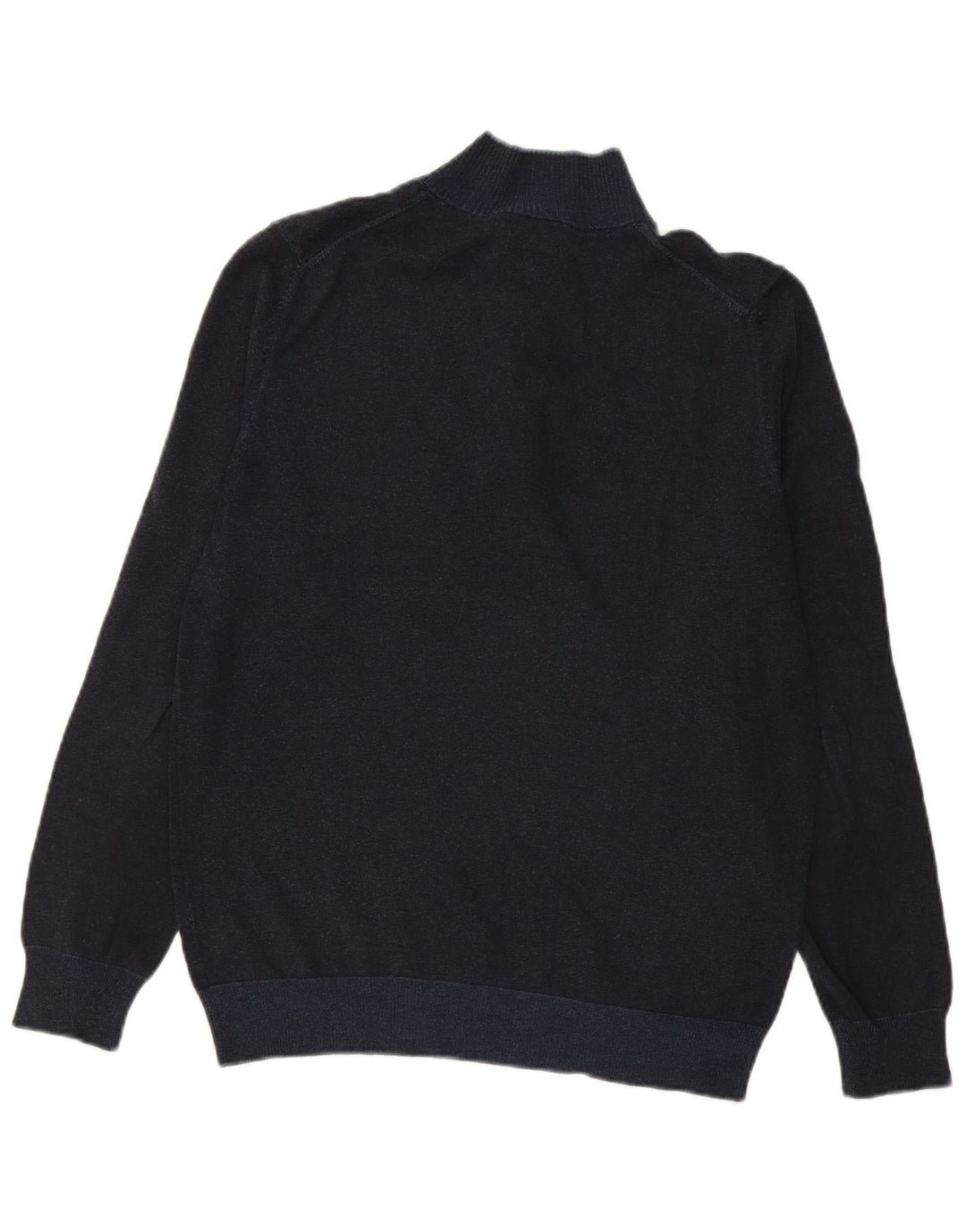 Massimo Dutti Herre Button Neck Jumper Sweater Stor Marineblå Bomuld
