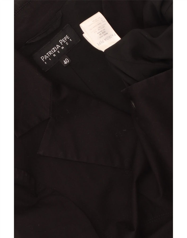 Patrizia Pepe Dame Crop 2 Button Blazer Jacket IT 40 Small Black Bomuld