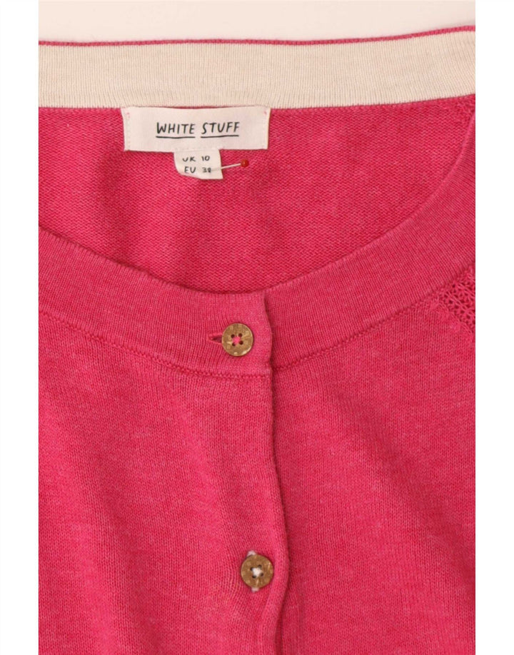 White Stuff Dame Cardigan Sweater UK 10 Small Pink Bomuld