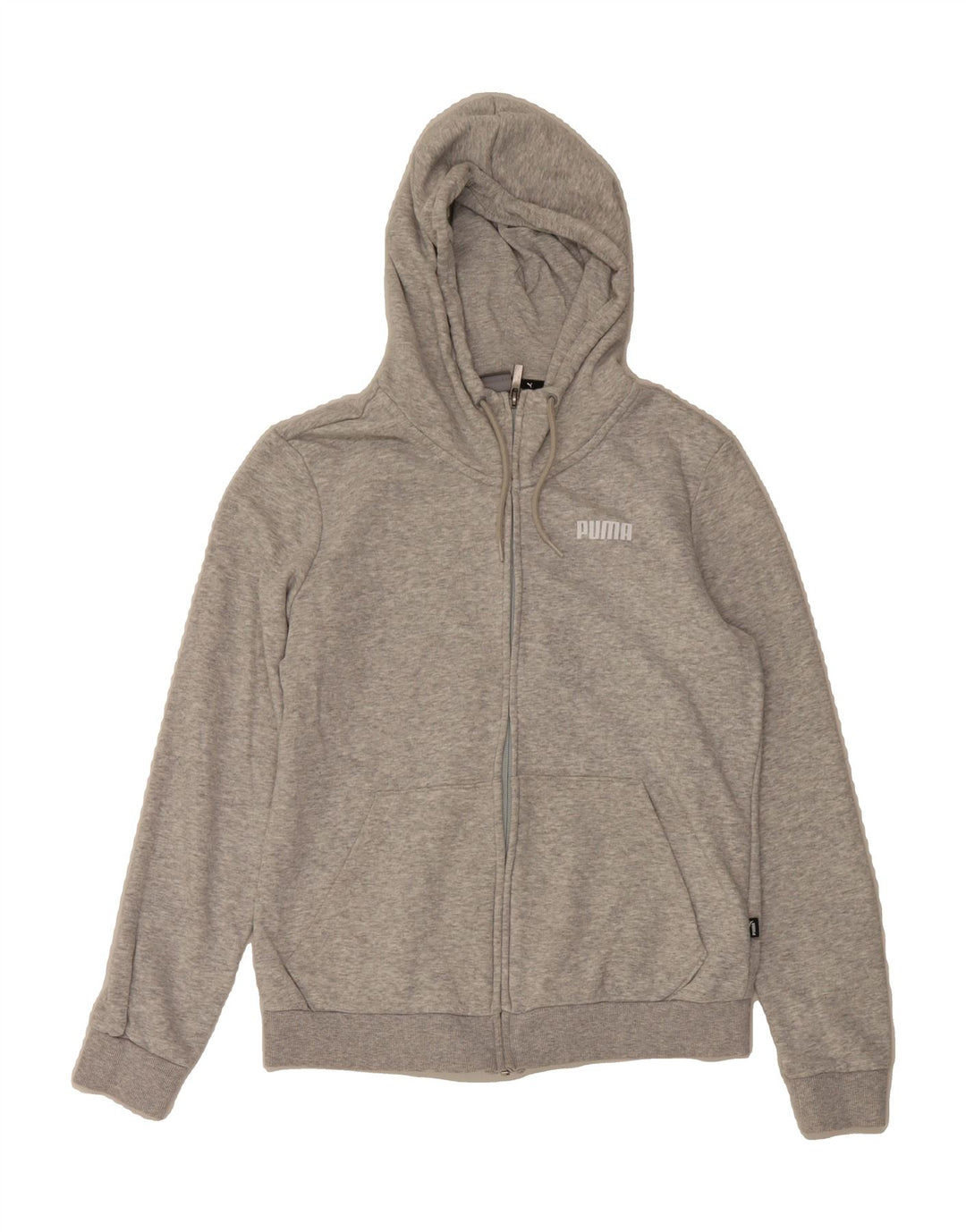 PUMA Womens Zip Hoodie Sweater UK 14 Medium Grey Flecked Cotton Vintage Puma and Second-Hand Puma from Messina Hembry 