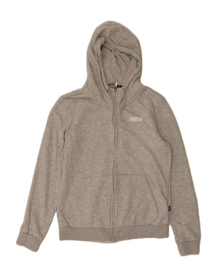 PUMA Womens Zip Hoodie Sweater UK 14 Medium Grey Flecked Cotton Vintage Puma and Second-Hand Puma from Messina Hembry 