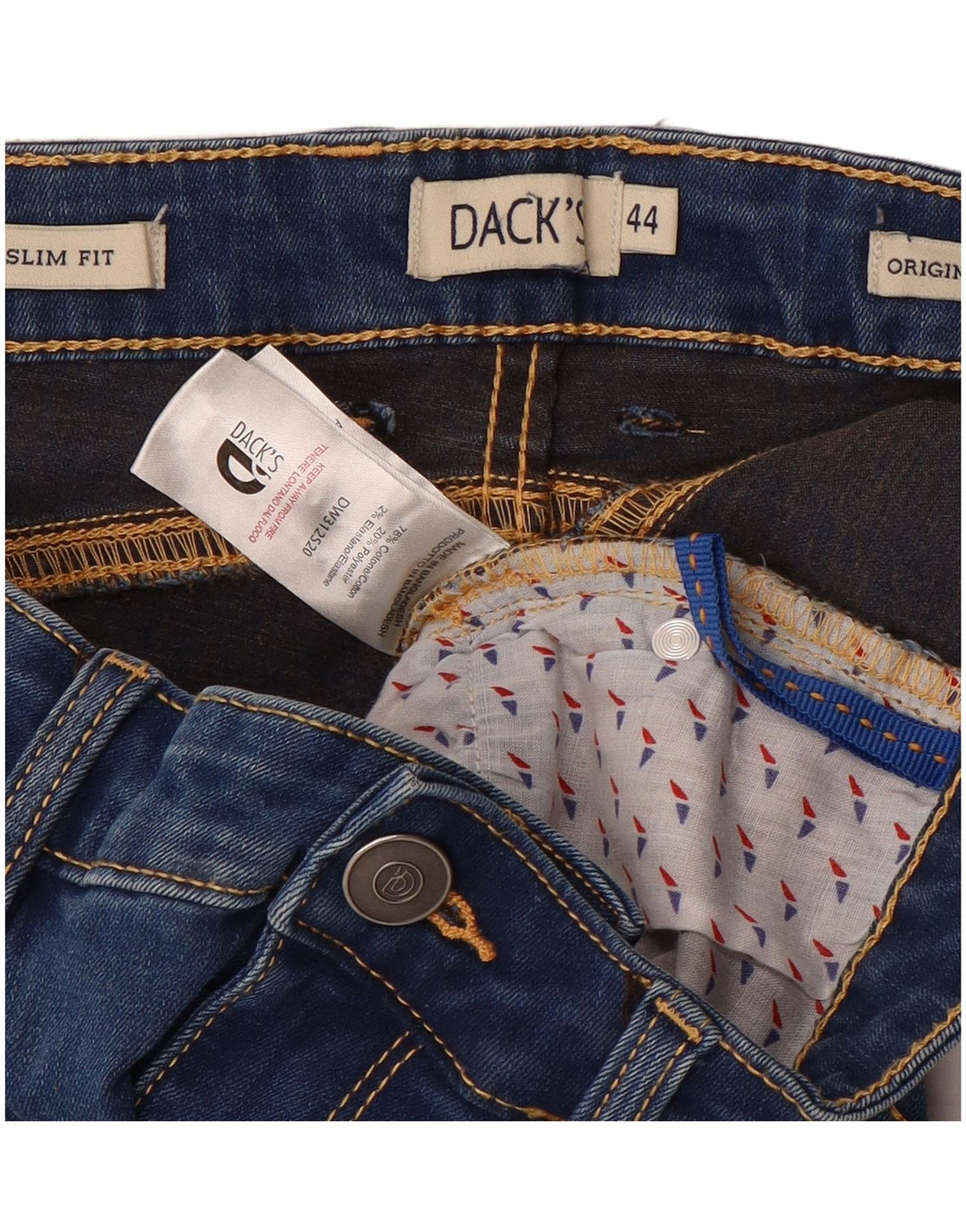 DACK'S Dame Slim Jeans IT 44 Medium W28 L28 Blå Bomuld