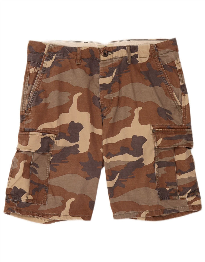 SCOTCH & SODA Mens Cargo Shorts W31 Medium Brown Camouflage Cotton