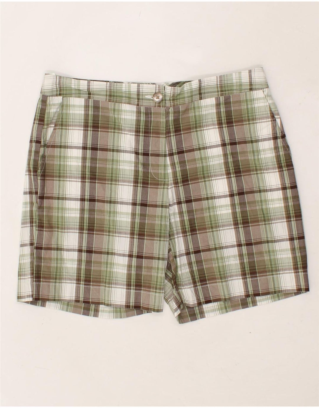 IZOD Womens Chino Shorts US 10 Large W32 Green Check Cotton Vintage Izod and Second-Hand Izod from Messina Hembry 