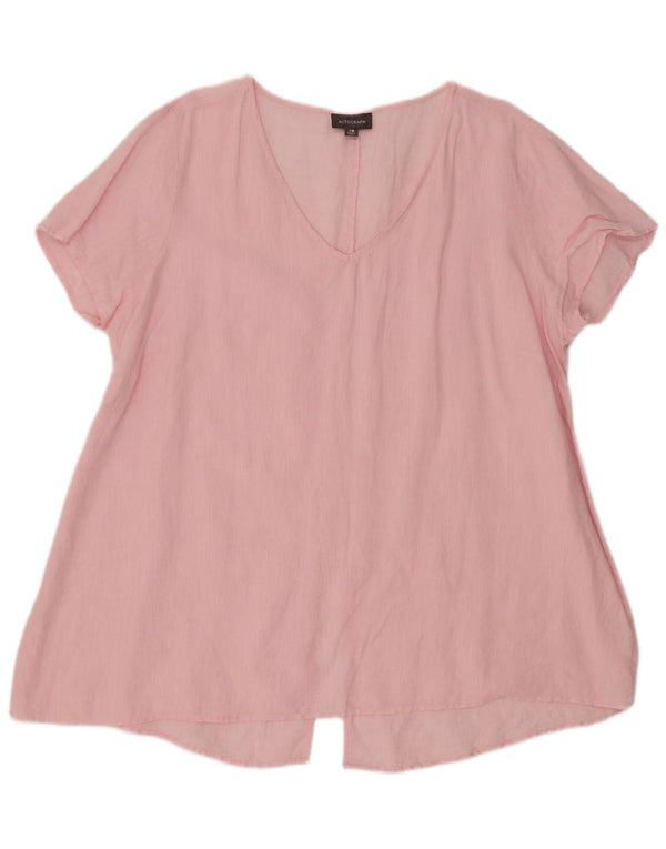 Marks & Spencer Womens Autograph Oversized bluse Top UK 18 XL Pink Linen