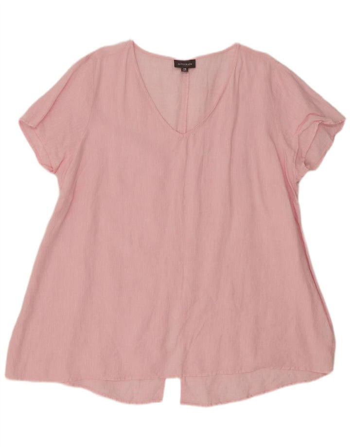 Marks & Spencer Womens Autograph Oversized bluse Top UK 18 XL Pink Linen