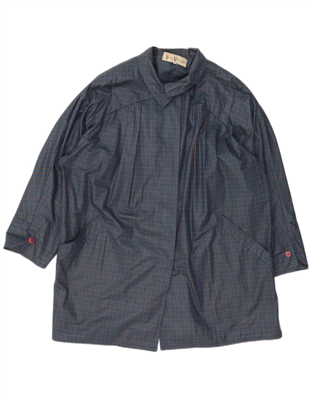 Alex Altoviti Dame Oversized Regnfrakke IT 46 Large Navy Blue Check