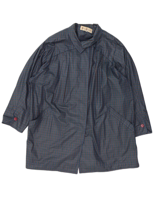 Alex Altoviti Dame Oversized Regnfrakke IT 46 Large Navy Blue Check