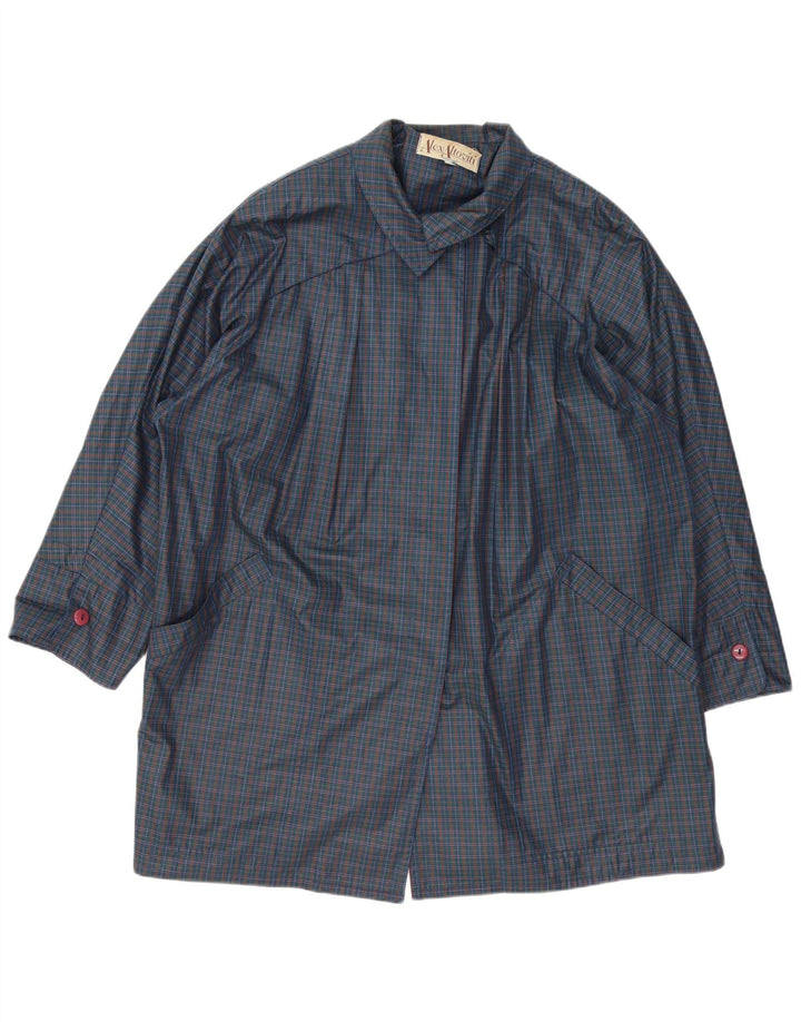 Alex Altoviti Dame Oversized Regnfrakke IT 46 Large Navy Blue Check