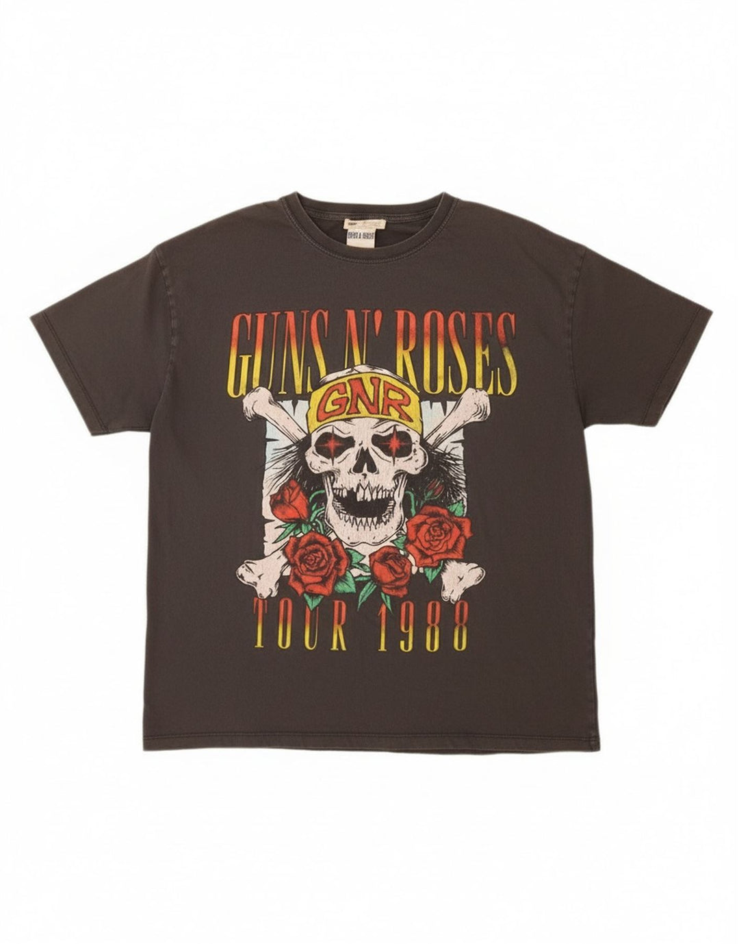 Pull & Bear Herre Guns & Roses Grafisk T-Shirt Top Stor Grå Bomuld