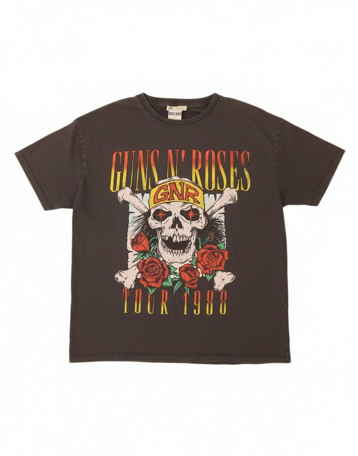 Pull & Bear Herre Guns & Roses Grafisk T-Shirt Top Stor Grå Bomuld