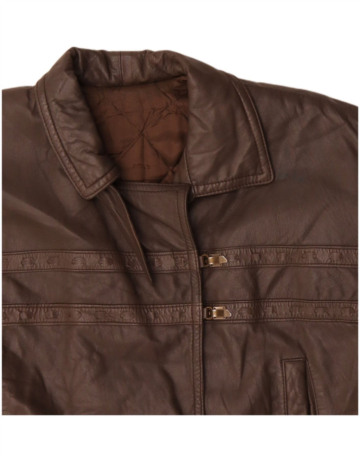 VINTAGE Dame Læderjakke UK 18 XL Brun