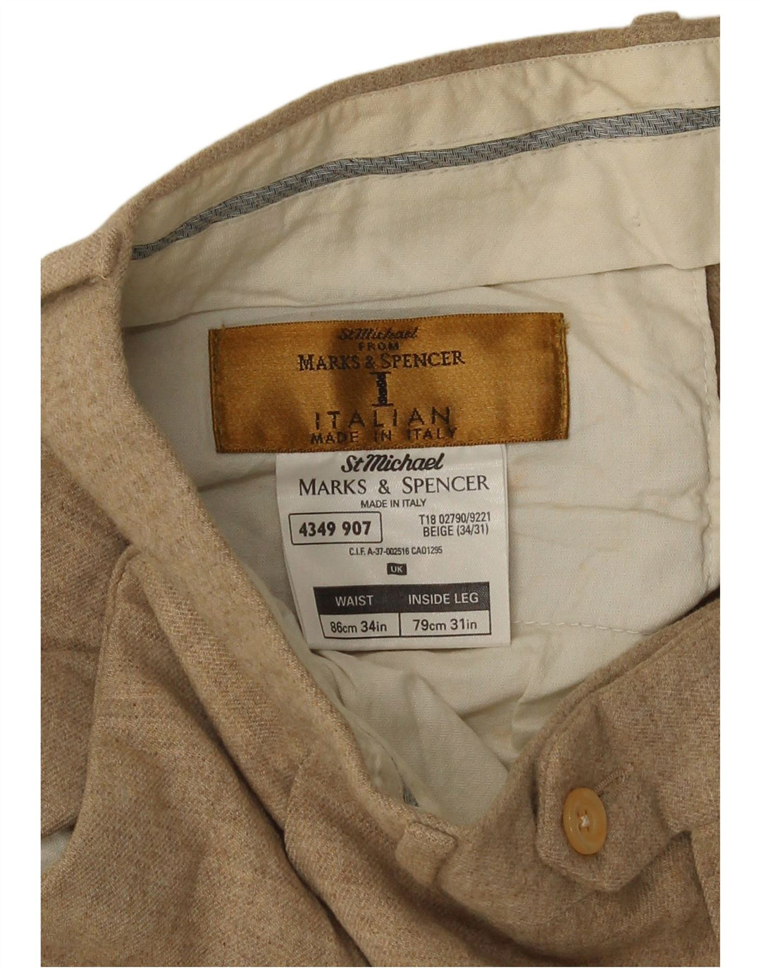Marks & Spencer Herre St. Michael Pegged Casual Bukser W34 L31 Brun Uld