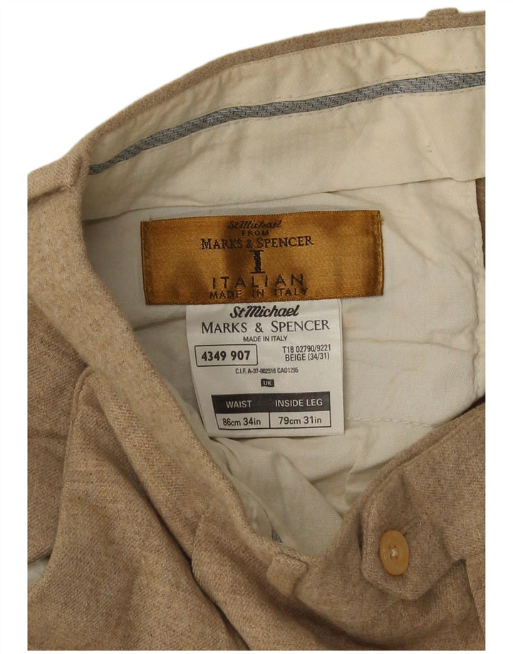 Marks & Spencer Herre St. Michael Pegged Casual Bukser W34 L31 Brun Uld