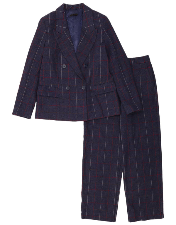 Sisley Womens 2-delt jakkesæt UK 10 Small W28 L29 Navy Blue Check