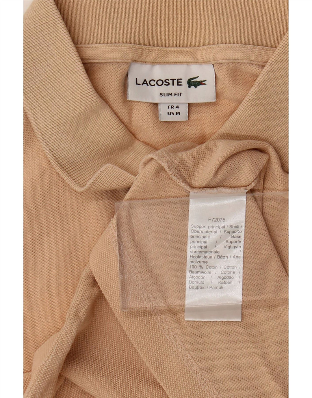 Lacoste Herre Slim Fit Polo Shirt Størrelse 4 Medium Beige Bomuld
