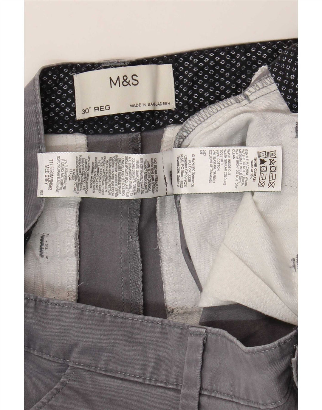 Marks & Spencer Chino Shorts til mænd W30 mellemgrå bomuld