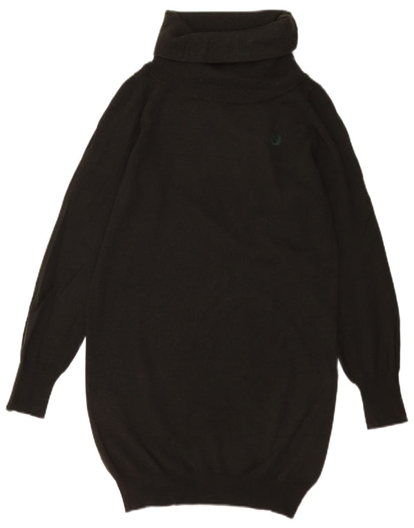 Fred Perry Dame Longline Roll Neck Jumper Sweater UK 14 Large Green