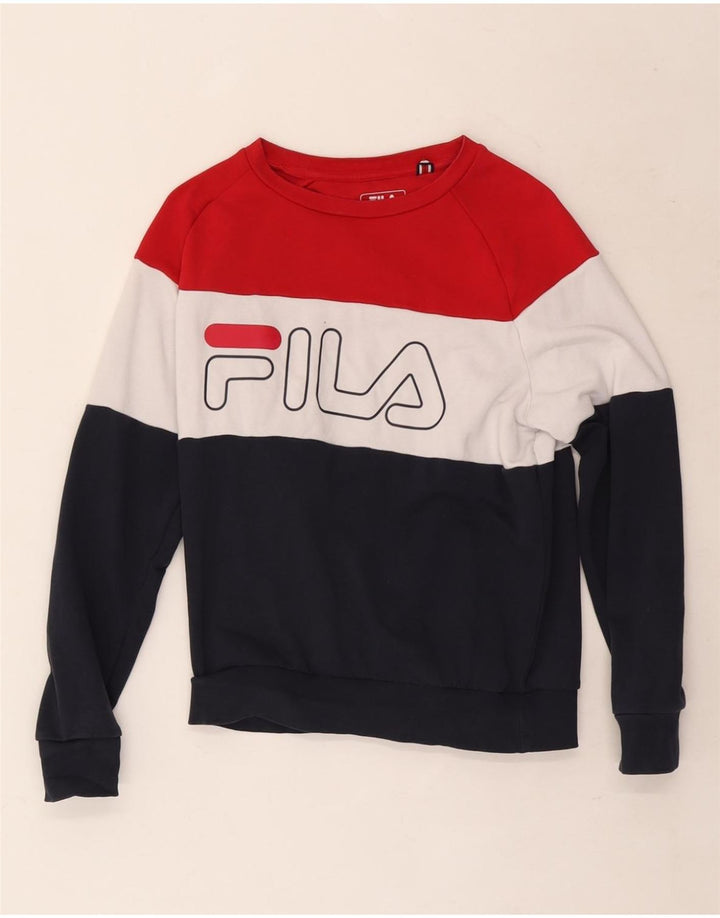Fila Dame Oversized Sweatshirt Jumper UK 6 XS Flerfarvet Colourblock