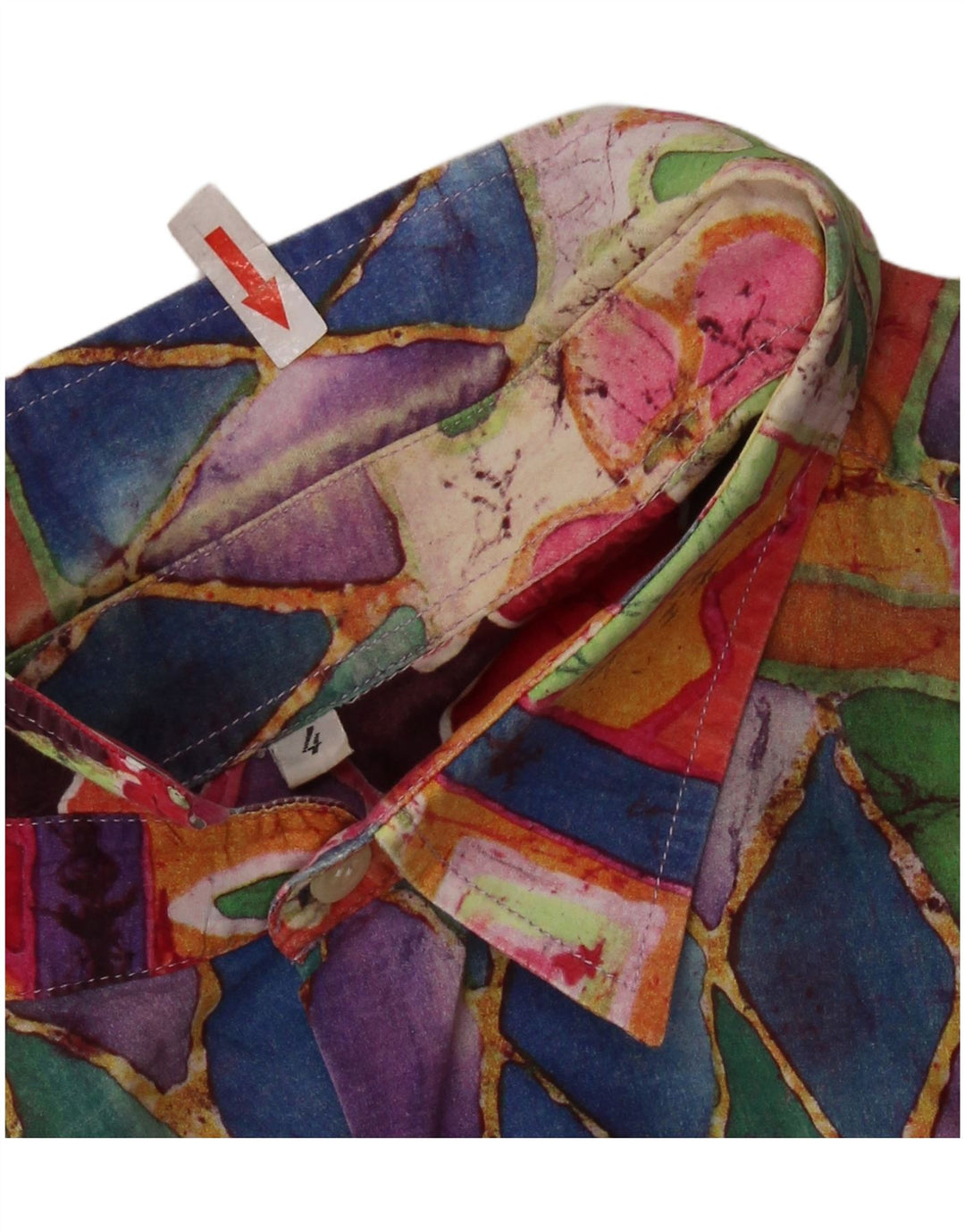 VINTAGE Kortærmet Herreskjorte Stor Flerfarvet Geometrisk