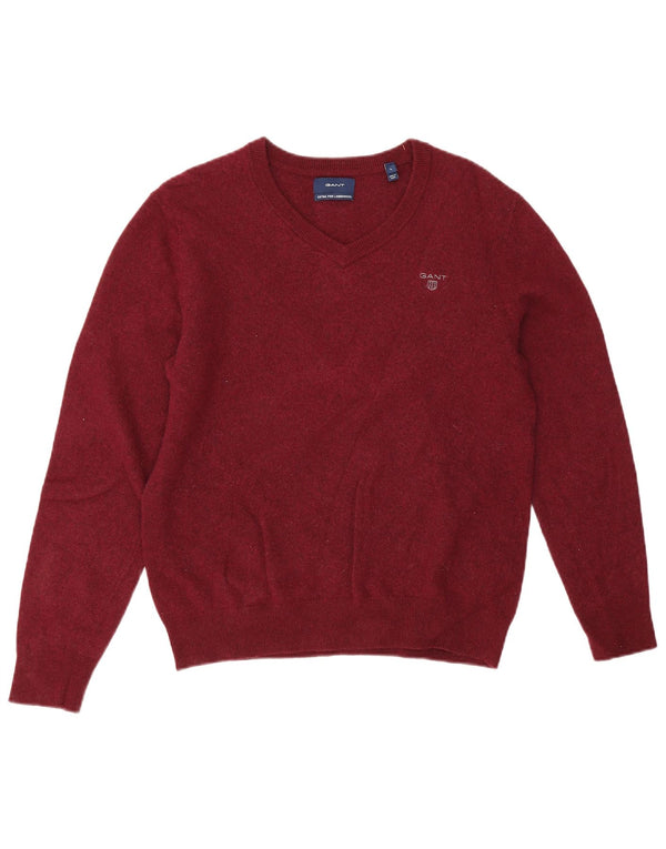 Gant Dame V-hals sweater UK 14 Large Bourgogne lammeuld