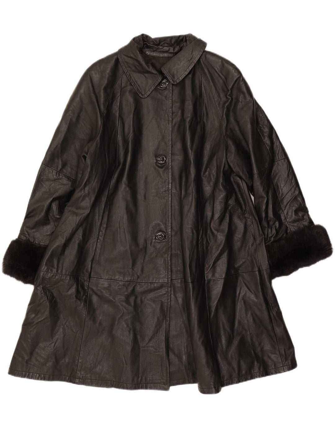 Vintage læderfrakke til kvinder IT 46 Large Black