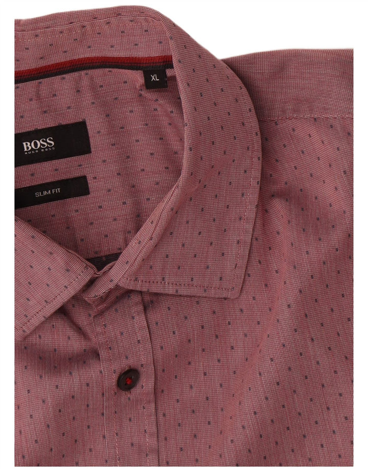 Hugo Boss herre Slim Fit skjorte XL rød plettet bomuld