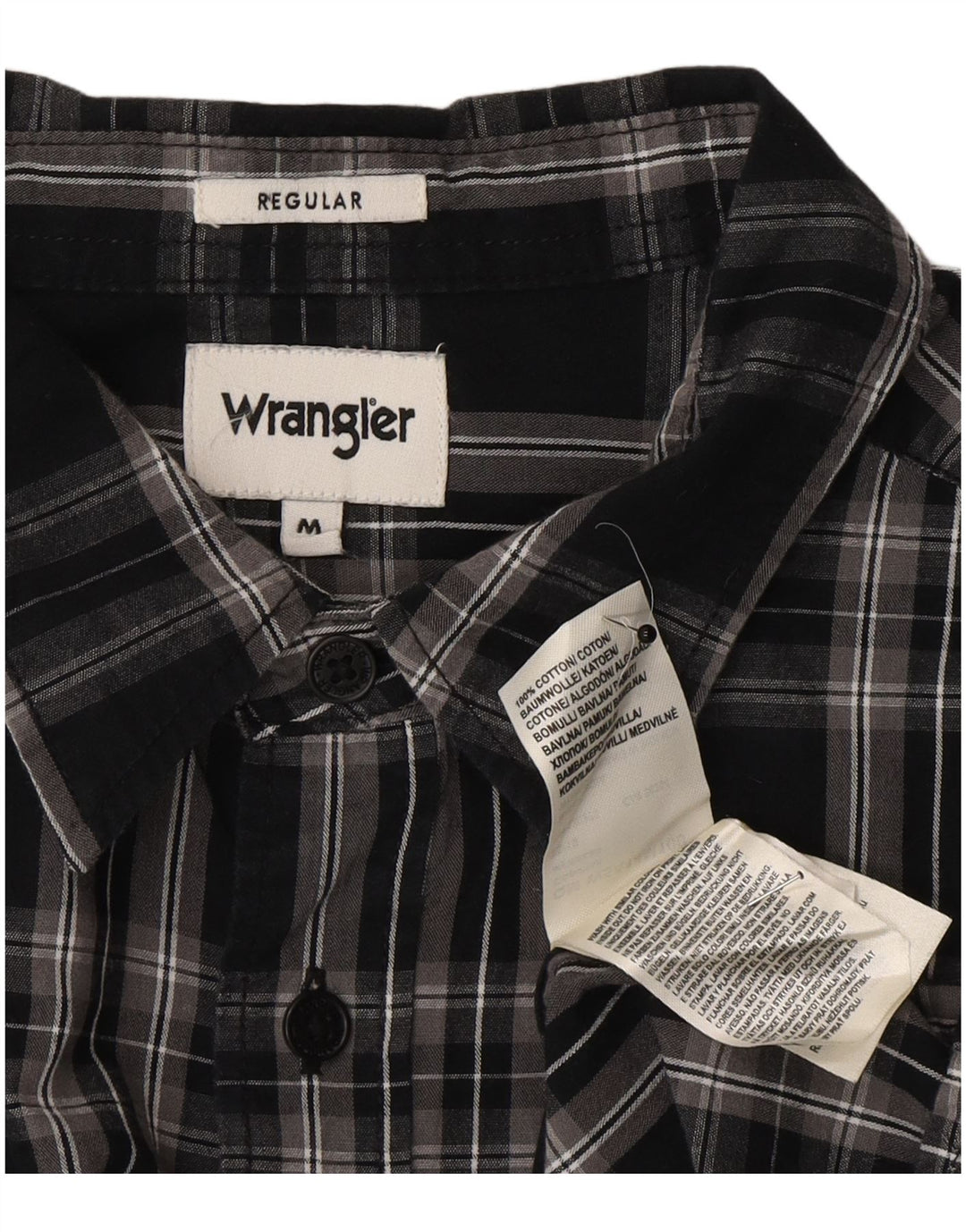 Wrangler Herre Regular Fit Flanellskjorte Medium Sort Ternet Bomuld
