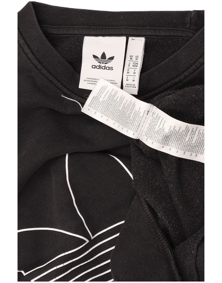 Adidas Grafisk Sweatshirt Jumper Medium Sort Bomuld