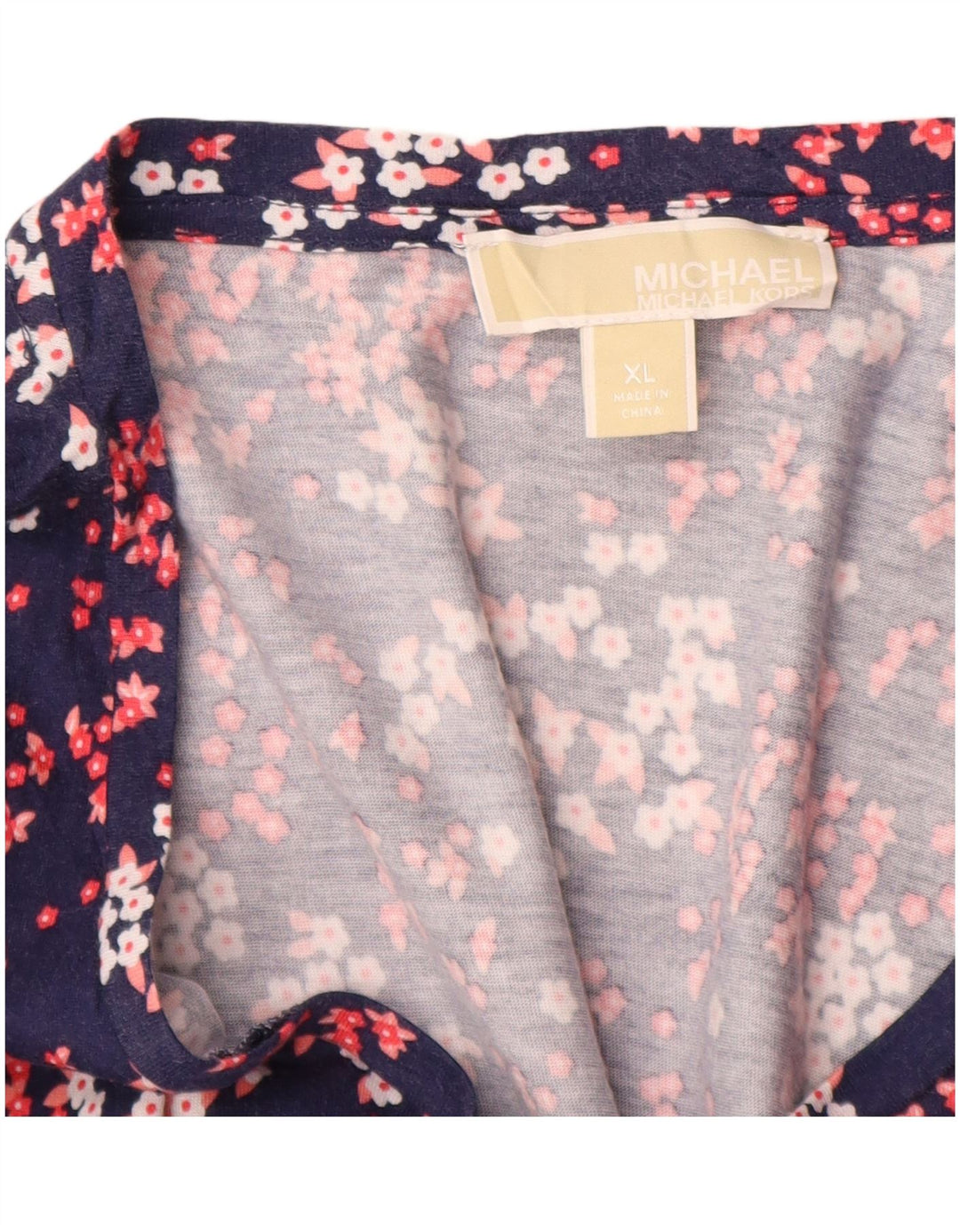 MICHAEL KORS Dame Bluse Top UK 18 XL Navy Blue Blomster Syntetisk