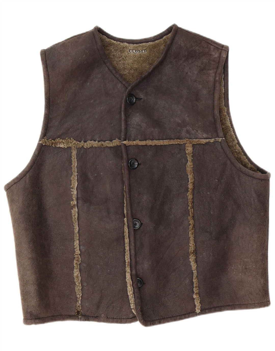 Lukket Herre Shearling Gilet XL Brun