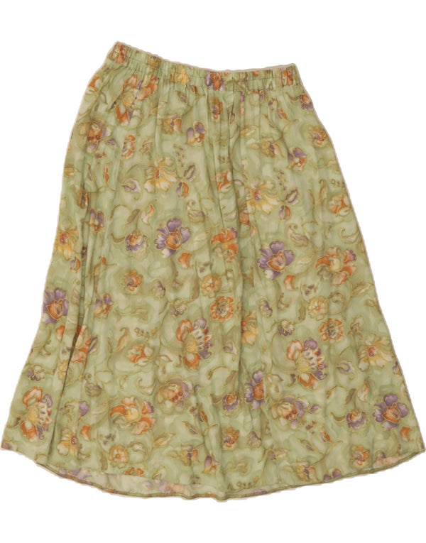 HONOR MILBURN A-line nederdel til kvinder UK 16 Large W32 Green Floral Viscose