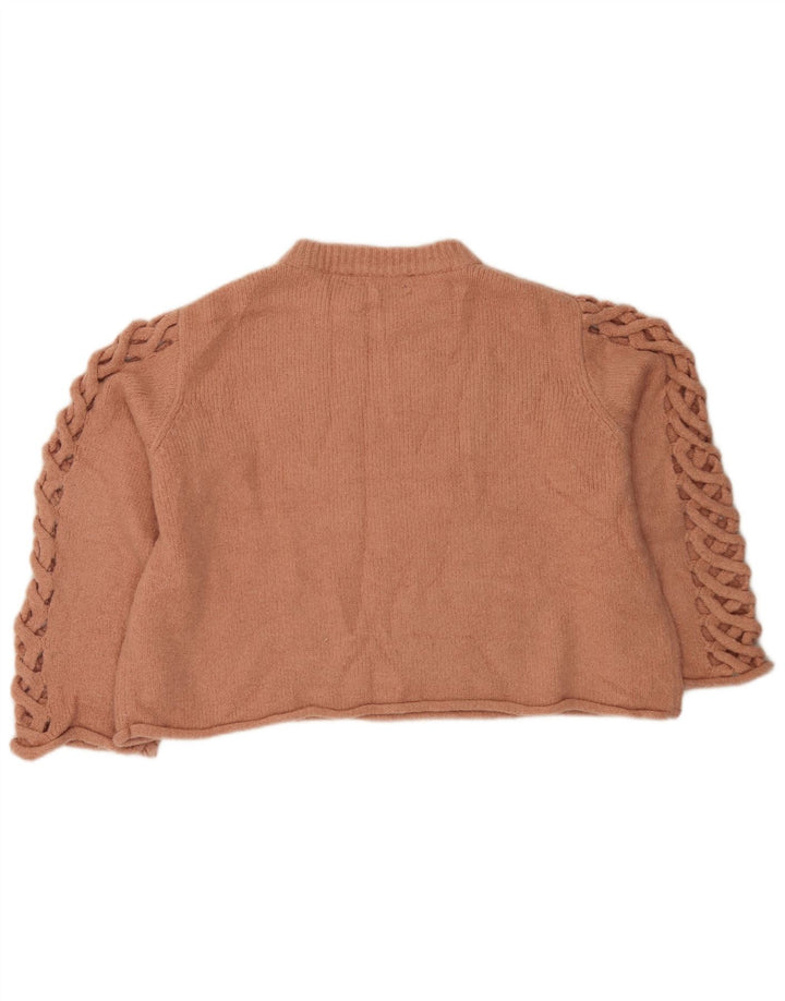 Zara Womens Crop Jumper Sweater UK 12 Medium Orange Polyester