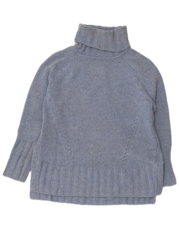 Reiss Dame Oversized Roll Neck Jumper Sweater UK 10 Small Blue Wool