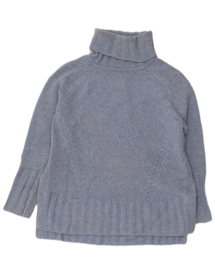 Reiss Dame Oversized Roll Neck Jumper Sweater UK 10 Small Blue Wool