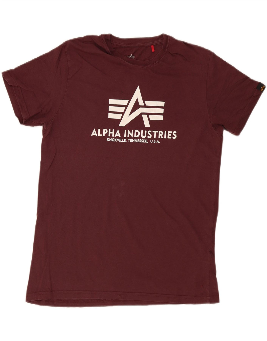 Alpha Industries Herre grafisk T-shirt Top Medium Bourgogne Bomuld