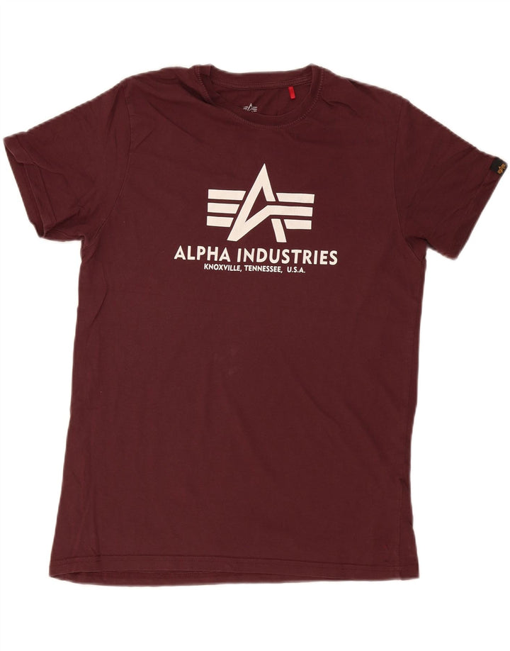 Alpha Industries Herre grafisk T-shirt Top Medium Bourgogne Bomuld