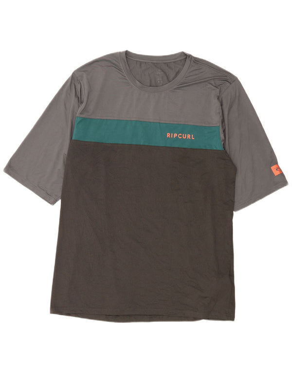 RIP CURL Herre T-Shirt Top 2XL Grå Colourblock Polyester
