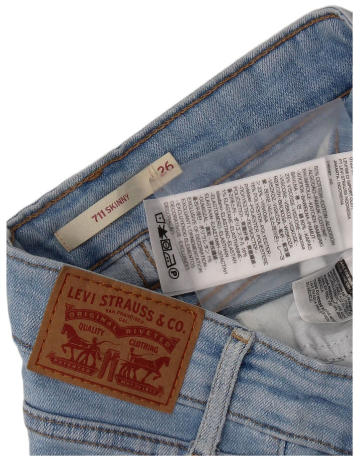 Levi's Dame 711 Skinny Jeans W26 L28 Blå Bomuld