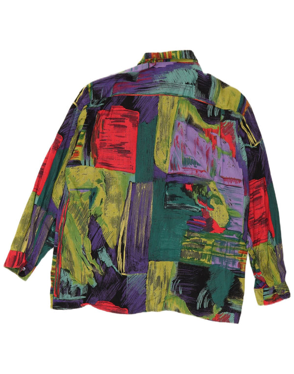 Vintage herre abstrakt mønster skjorte størrelse 41/42 Large Multicolor