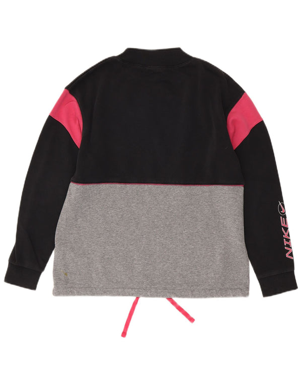 Nike Girls Graphic Sweatshirt Jumper 13-14 Years XL Black Colourblock