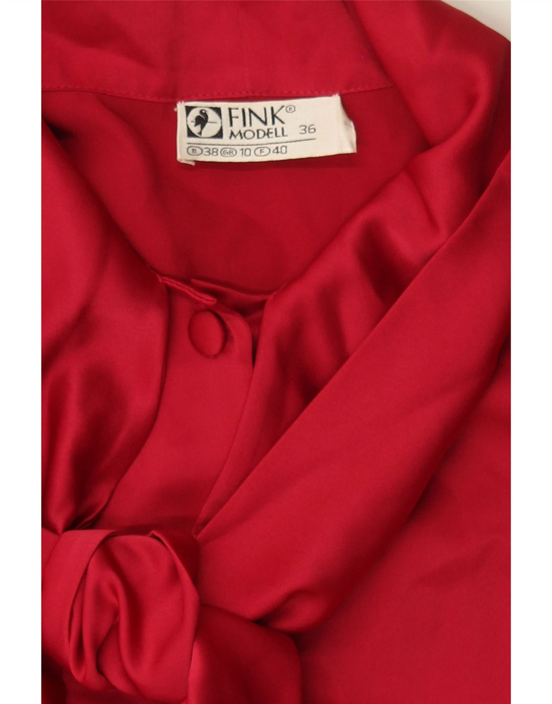 FINK MODELL Womens Front Tie Shirt Blouse UK 10 Small Red Vintage Fink Modell and Second-Hand Fink Modell from Messina Hembry 