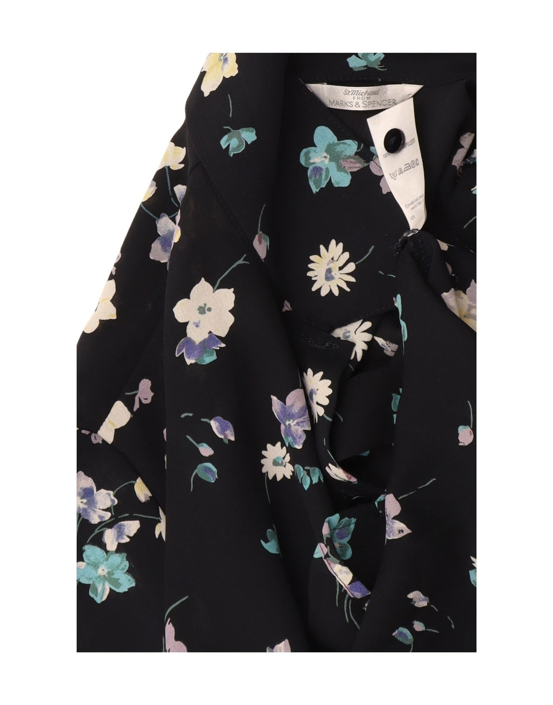 Marks & Spencer Herre kortærmet skjorte UK 18 XL Black Floral Polyester