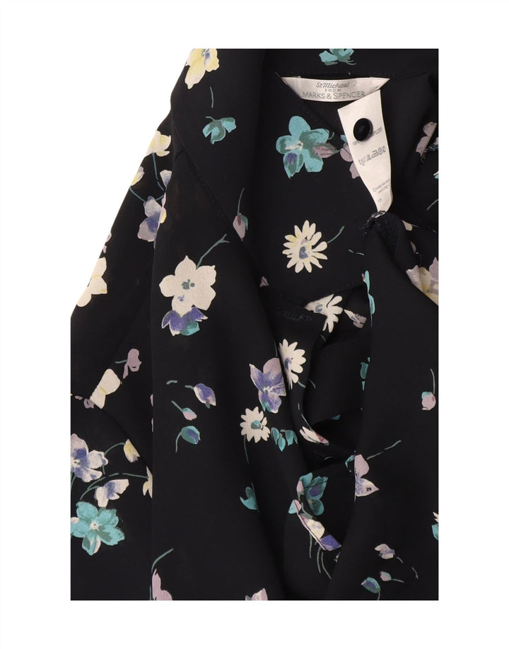 Marks & Spencer Herre kortærmet skjorte UK 18 XL Black Floral Polyester