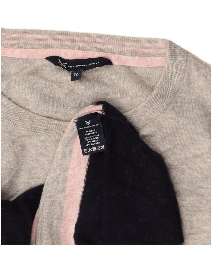 CREW TØJ Dame sweater med rund hals DK 16 Stor grå farveblok