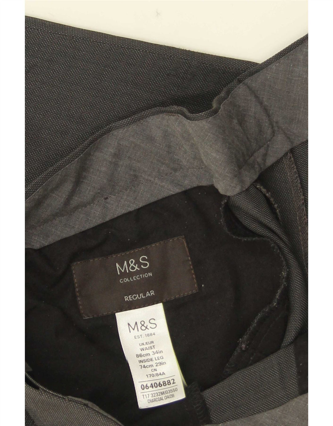 Marks & Spencer Herre Straight Regular Suit Bukser W34 L29 Grå Polyester